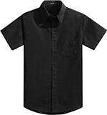 Black button down, short sleeve